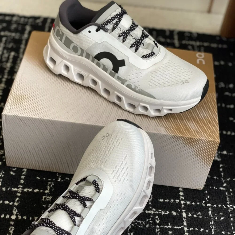 On Running White and Gray Cloudtec Women's Ankle Sneakers - Picture 5 of 9